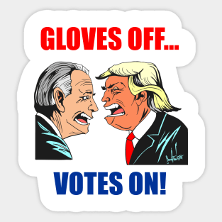 trump biden gloves off votes on comic red blue version Tshirt and Novelty gift Sticker